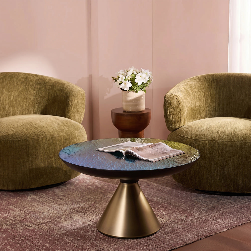 Ava Long Round Glass Top Coffee Table - Large