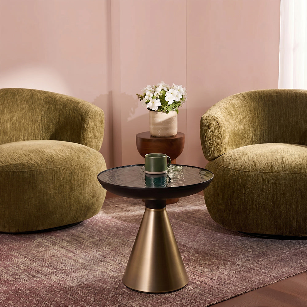 Ava Long Round Glass Top Coffee Table - Small
