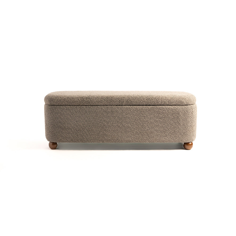 Mavis Boucle Bench with Wood - Grey