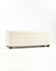 Mavis Boucle Bench with Wood - White