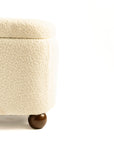 Mavis Boucle Bench with Wood - White