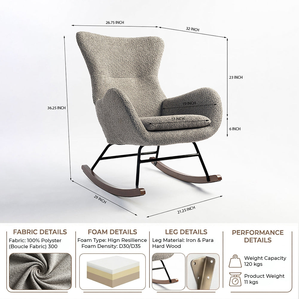 Lumetra Spark Rocking Chair - Grey