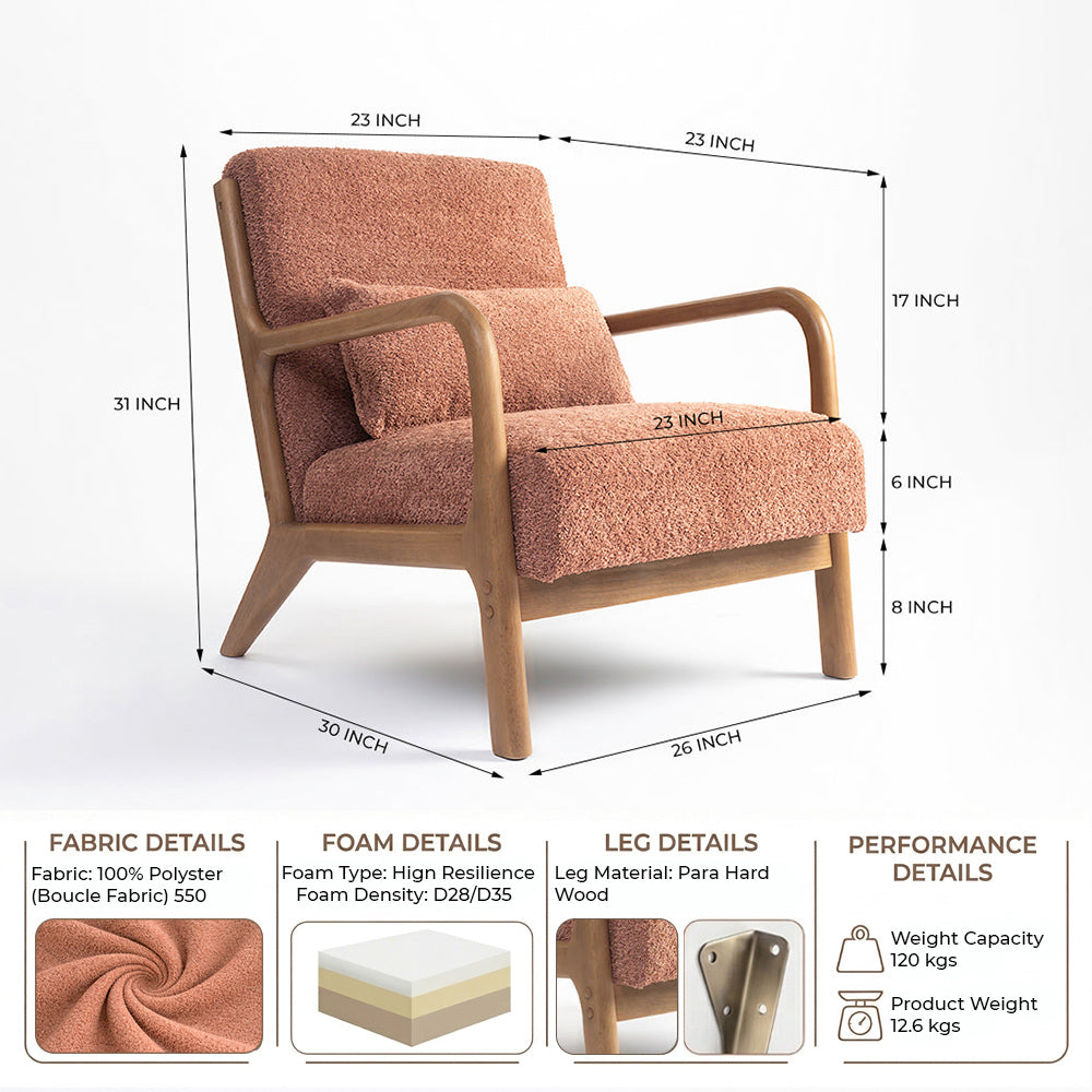 Blue Betty Arm Chair - Rose Brown