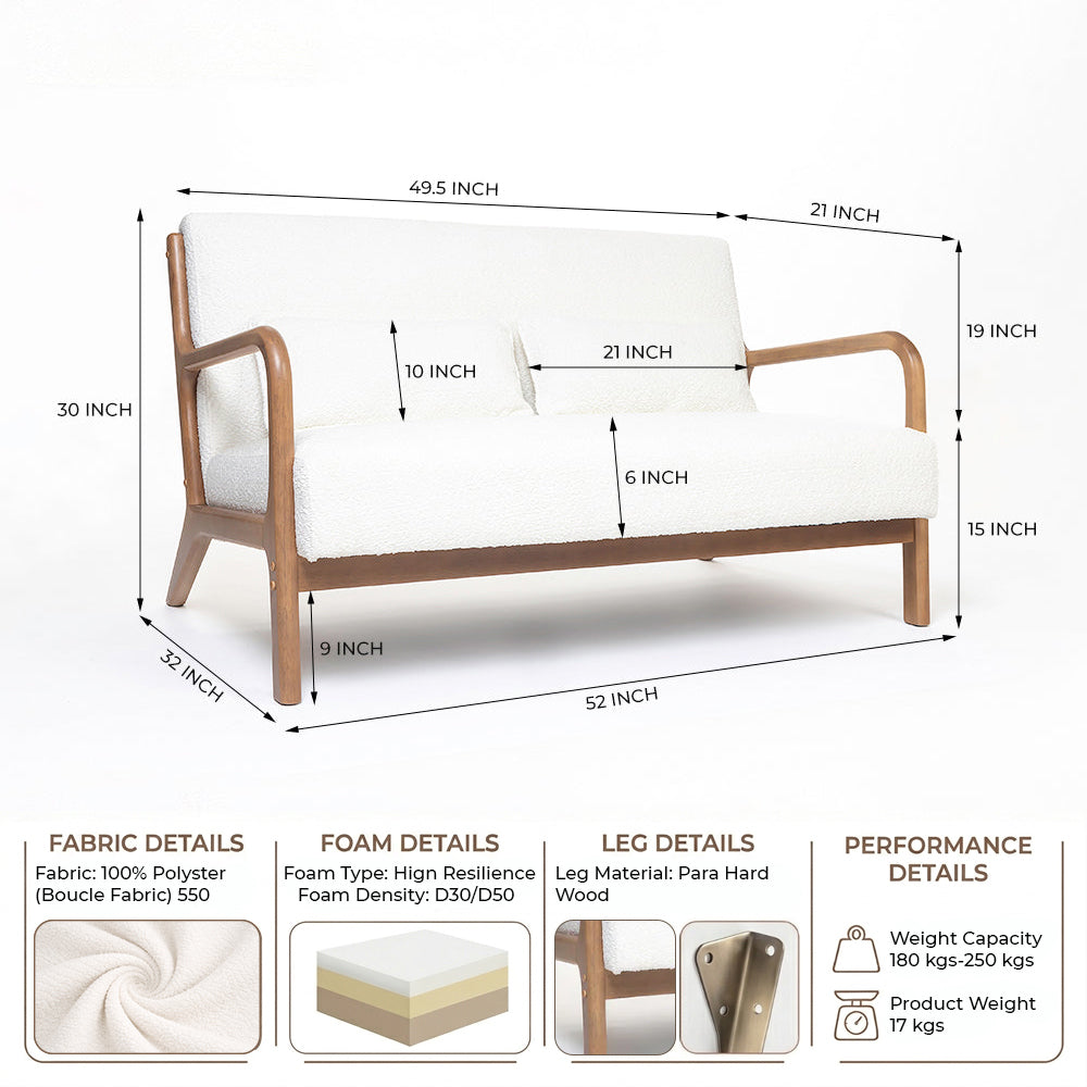 Roxanne 2 seater Sofa - White