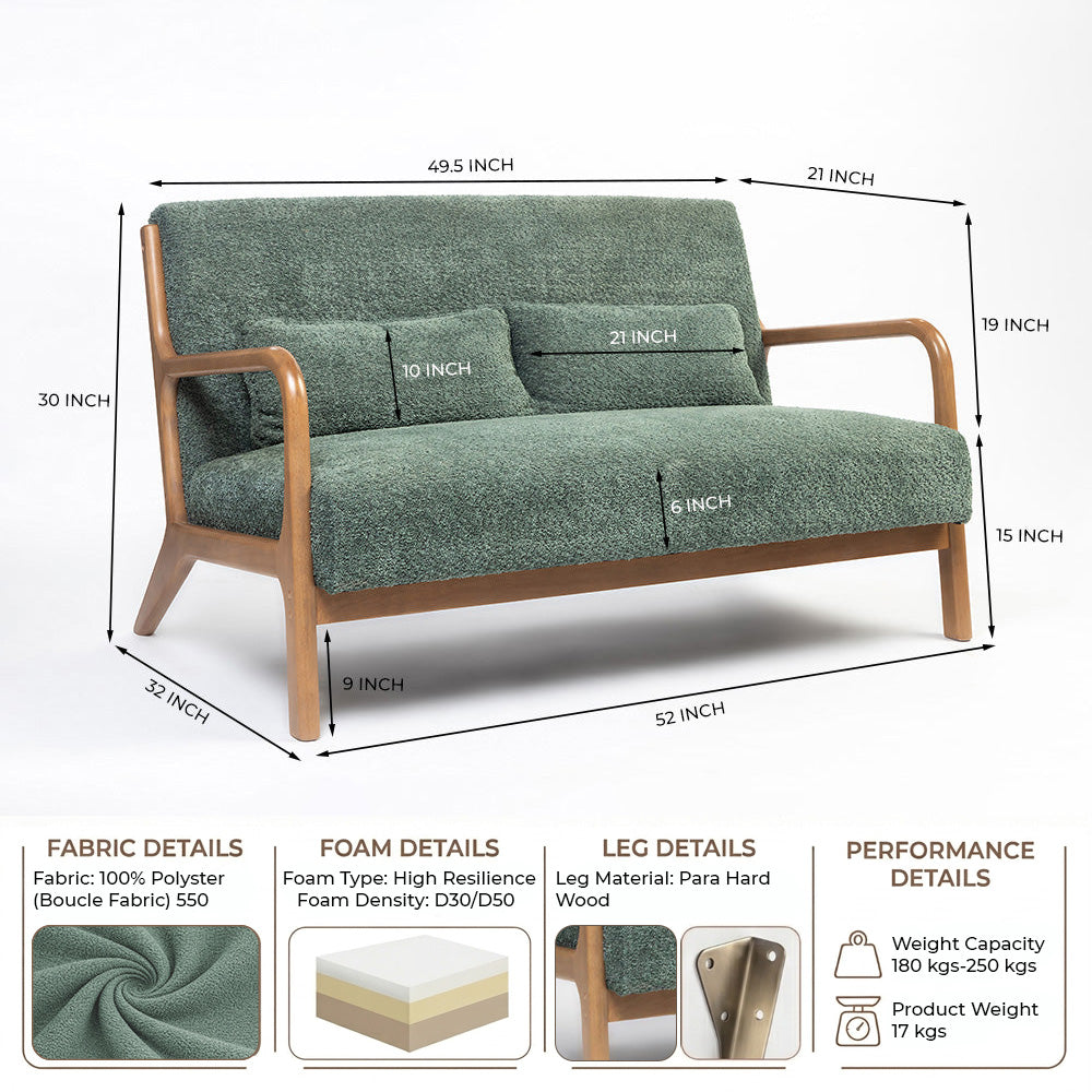 Roxanne 2 seater Sofa - Green