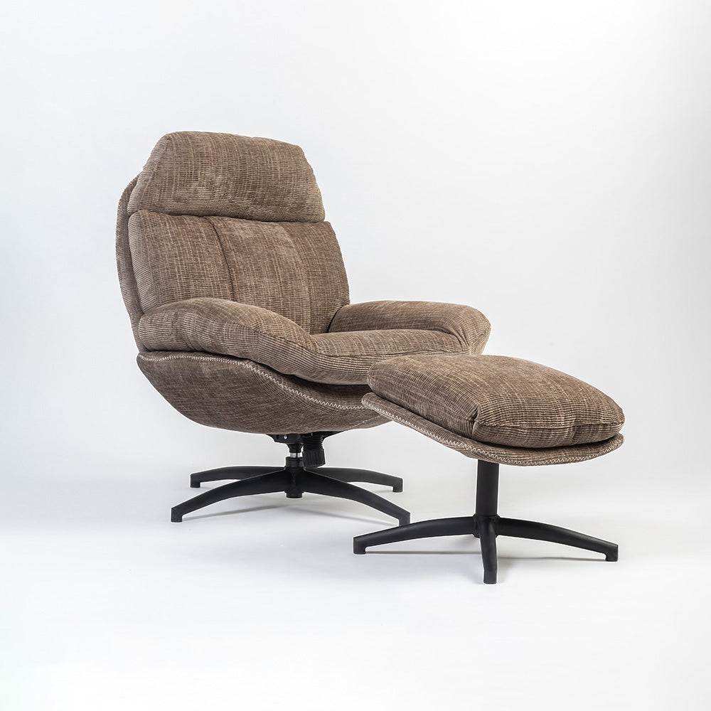 Hoopie Velvet Chair with ottoman