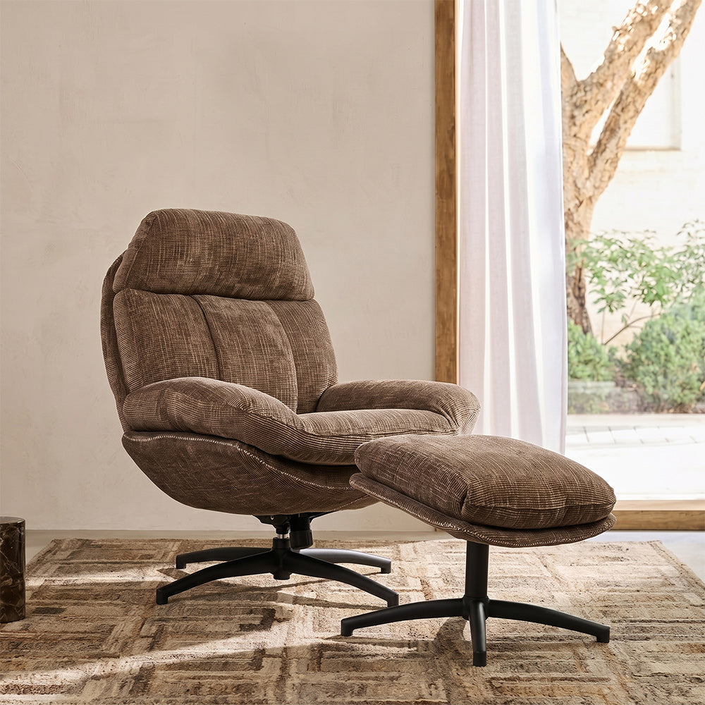 Hoopie Velvet Chair with ottoman