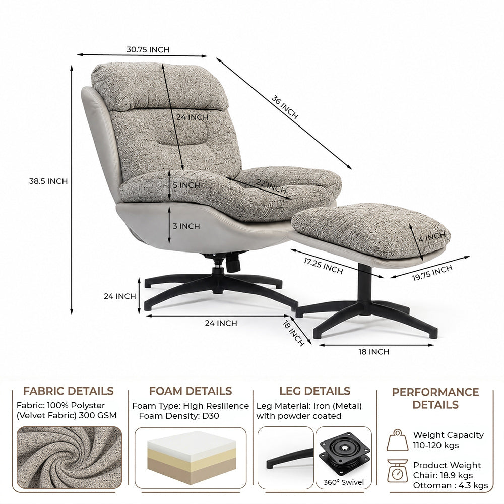 Allman Boucle Chair with ottoman