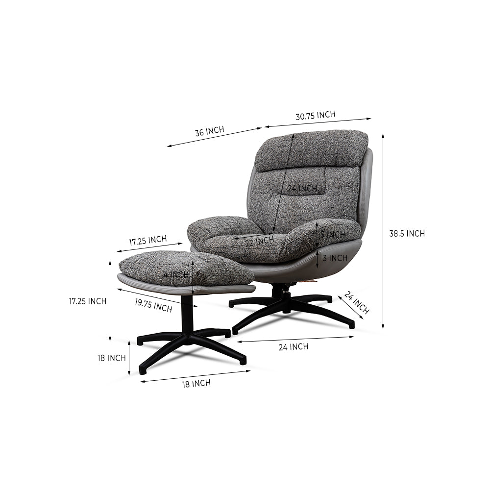 Allman Boucle Chair with ottoman