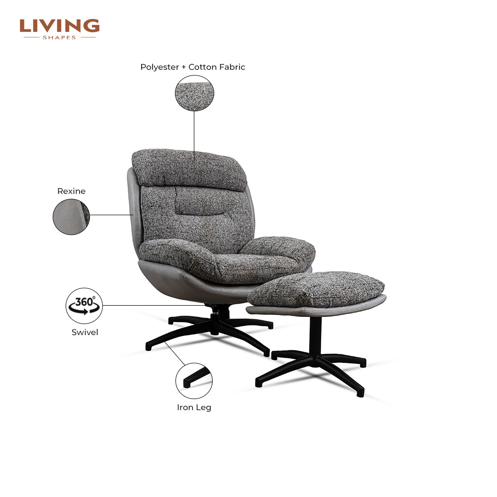 Allman Boucle Chair with ottoman