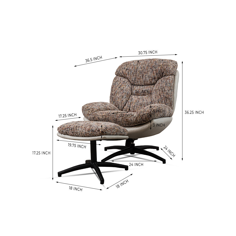 Bob Segar Boucle Chair with ottoman
