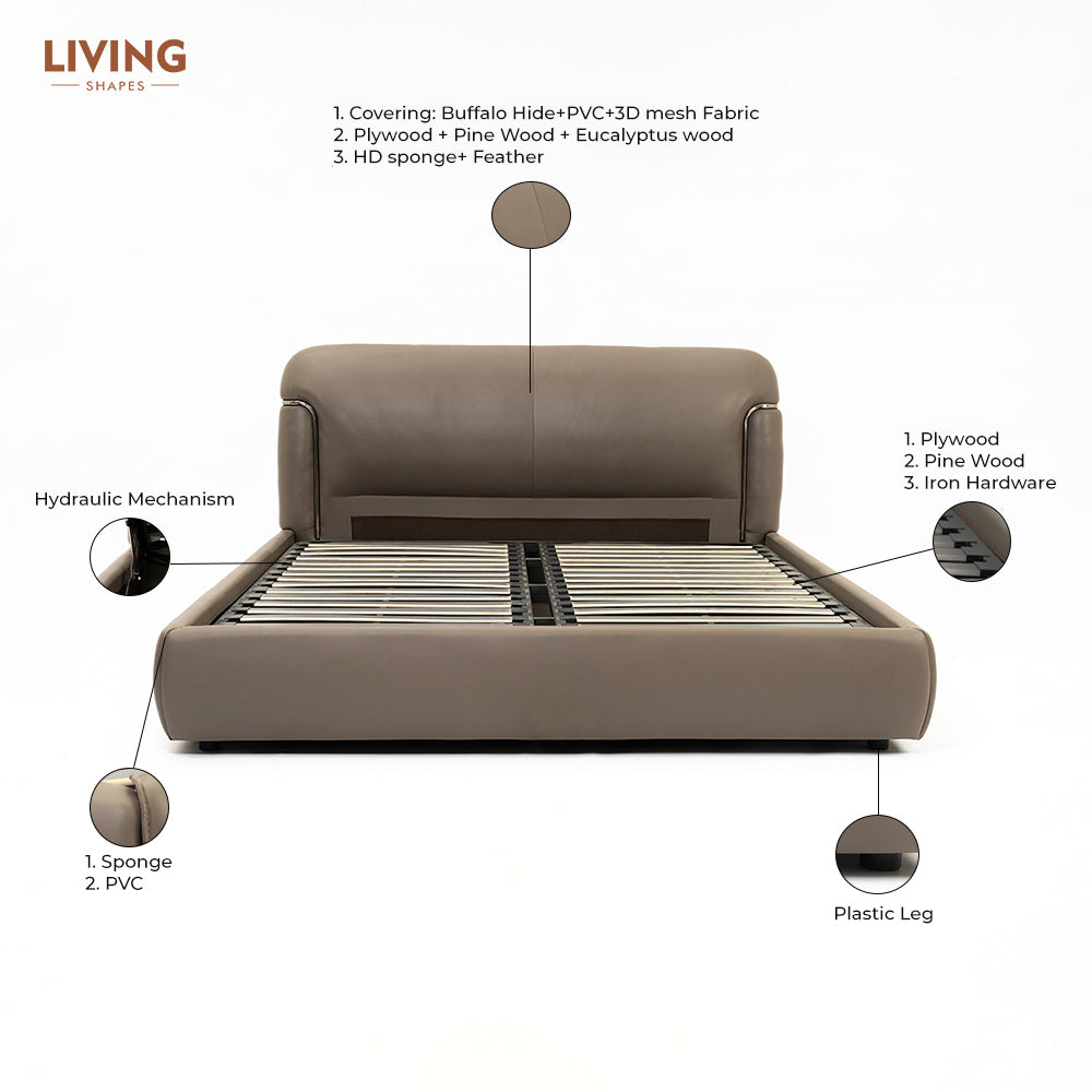 Auburn Leather Bed - King Bed Bed + 1 Bedside Table Bed + 2 Bedside Table
