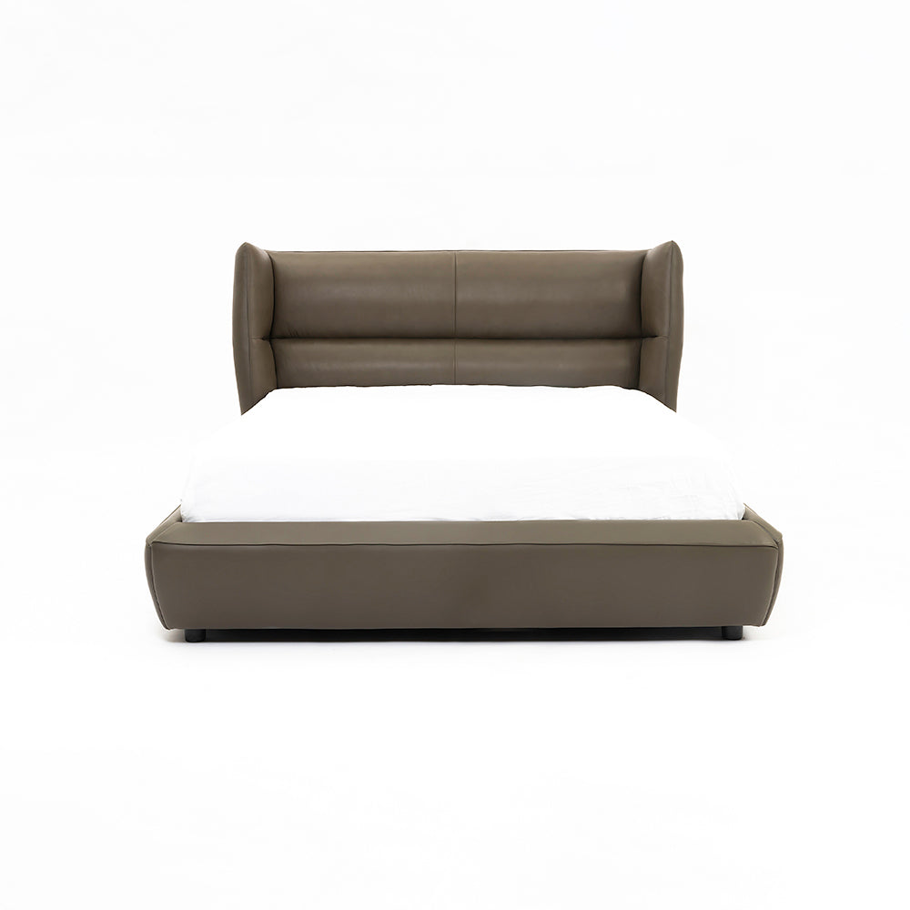 Bronze Tan Leather Bed - Double bed Queen King Bed Bed + 1 Bedside Table Bed + 2 Bedside Table