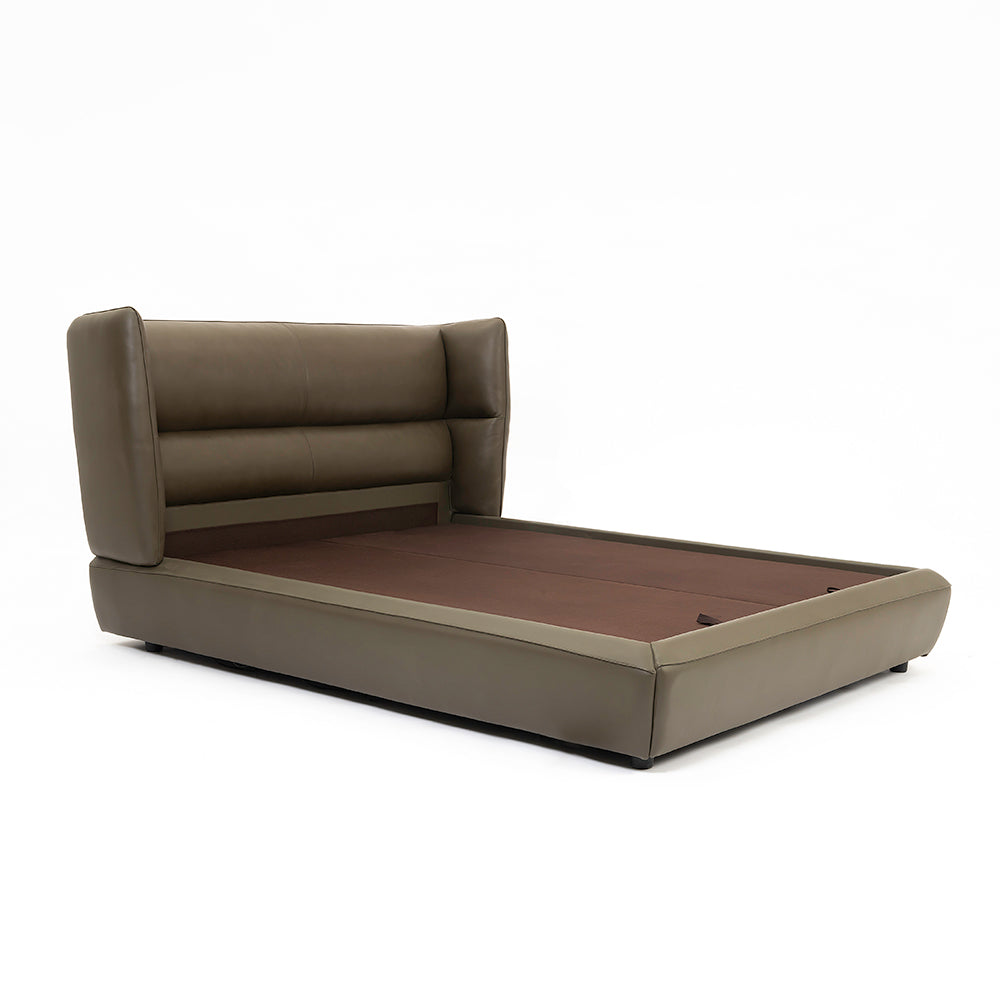 Bronze Tan Leather Bed - Double bed Queen King Bed Bed + 1 Bedside Table Bed + 2 Bedside Table