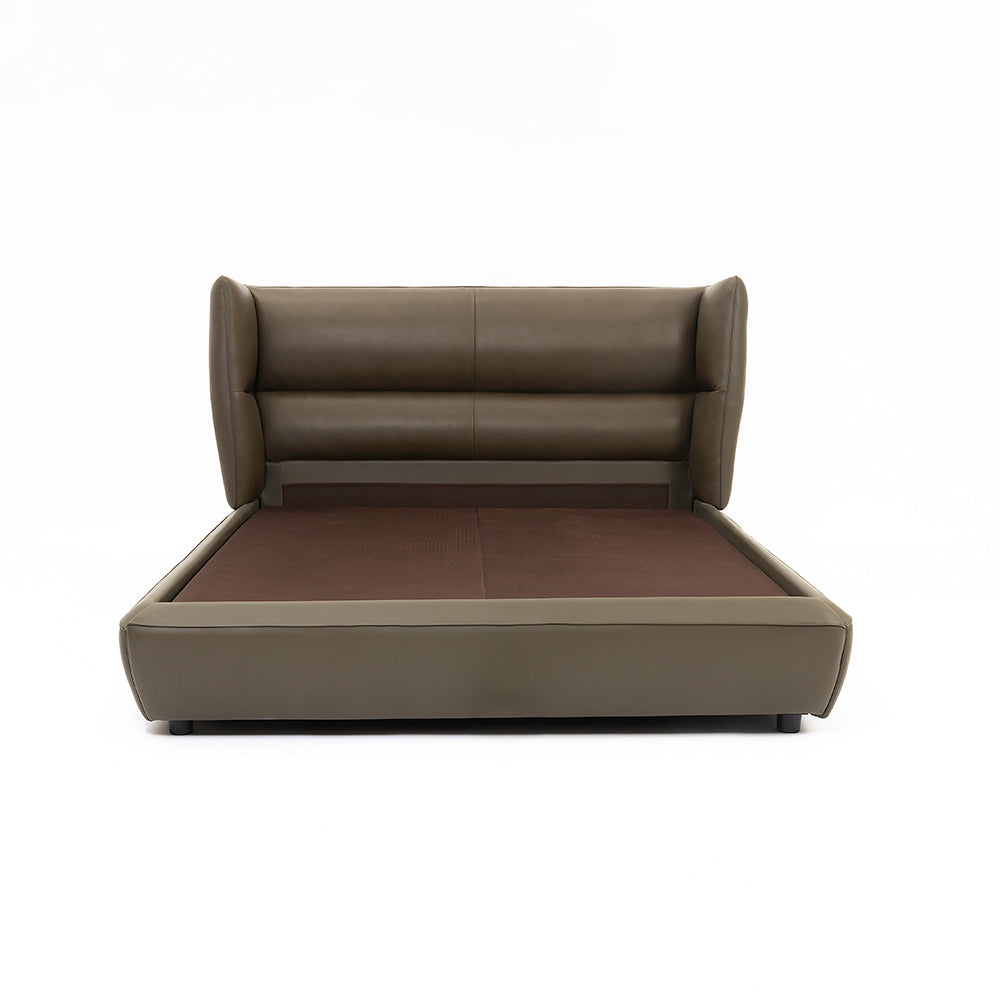 Bronze Tan Leather Bed - Double bed Queen King Bed Bed + 1 Bedside Table Bed + 2 Bedside Table