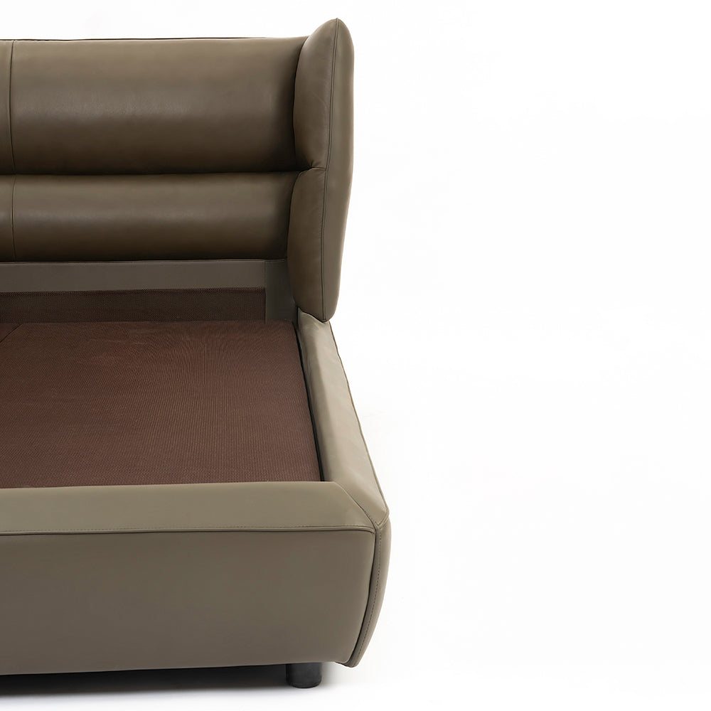 Bronze Tan Leather Bed - Double bed Queen King Bed Bed + 1 Bedside Table Bed + 2 Bedside Table