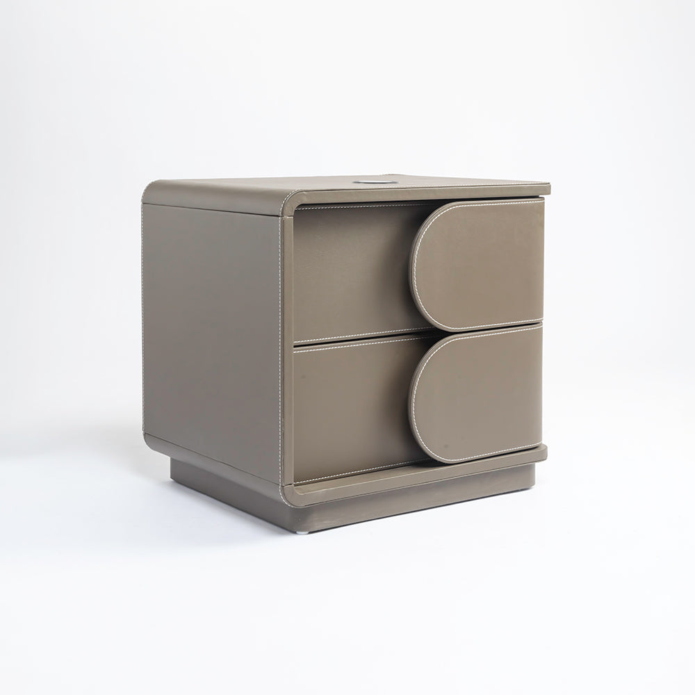 Bronze Tan Leather Bed - Double bed Queen King Bed Bed + 1 Bedside Table Bed + 2 Bedside Table