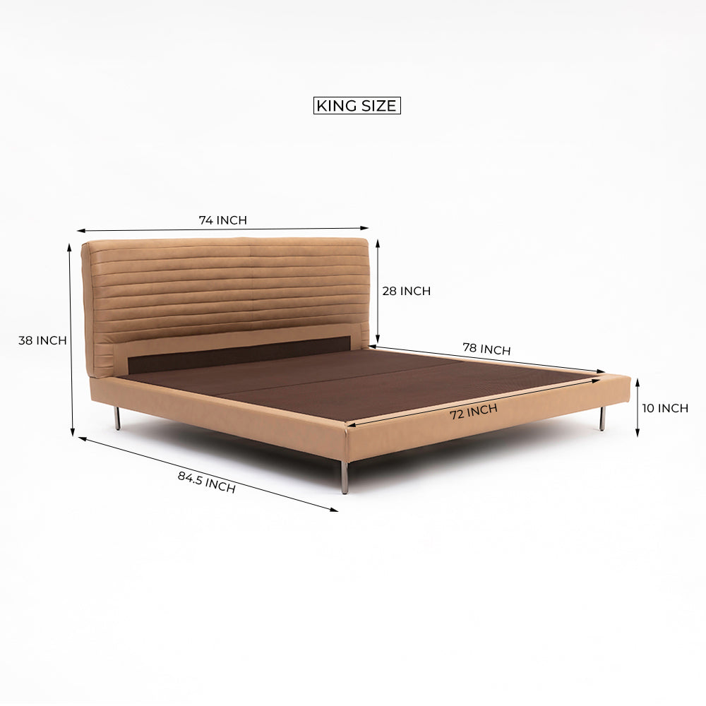 Sable Leather Bed - King Bed Bed + 1 Bedside Table Bed + 2 Bedside Table