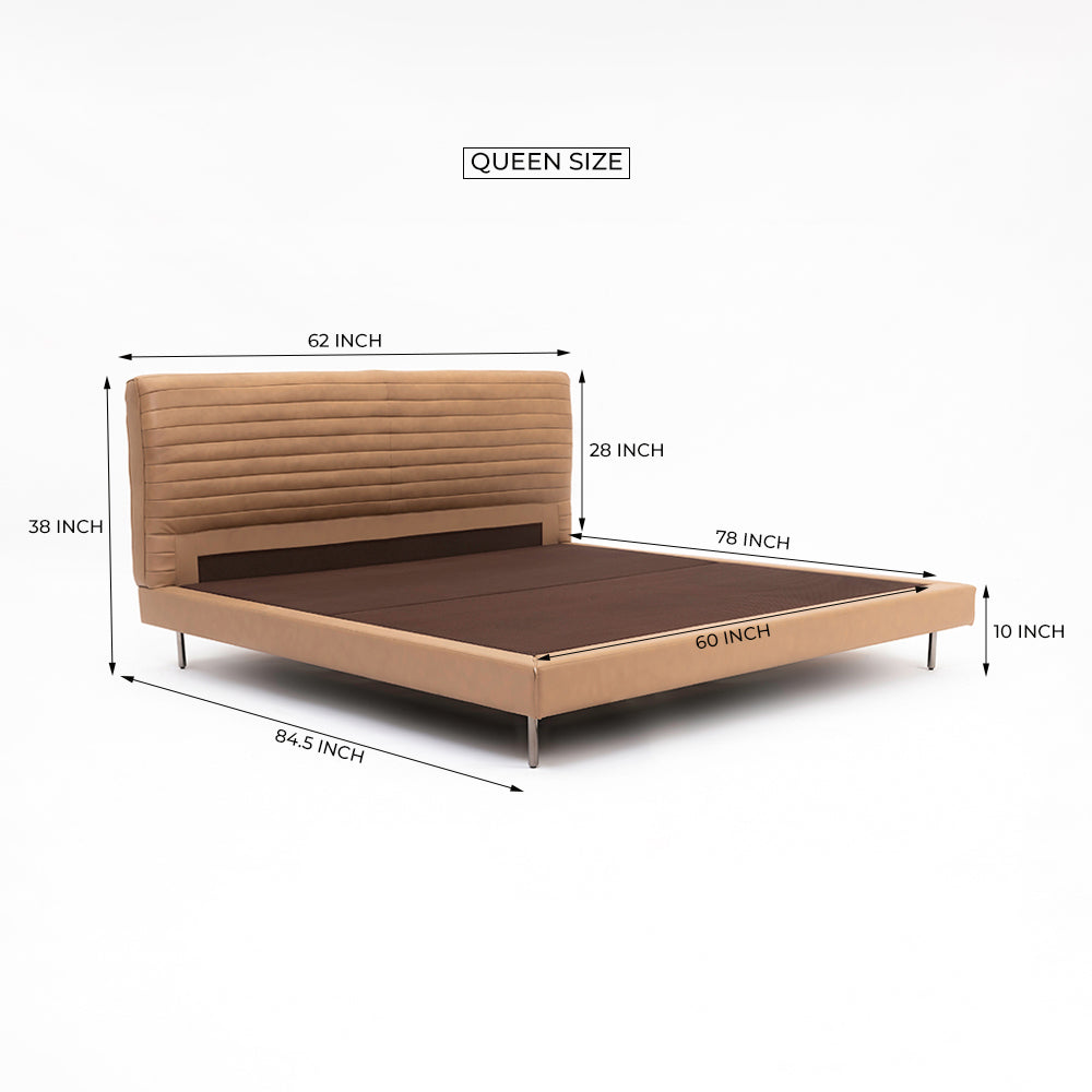 Sable Leather Bed - Queen Bed Bed + 1 Bedside Table Bed + 2 Bedside Table
