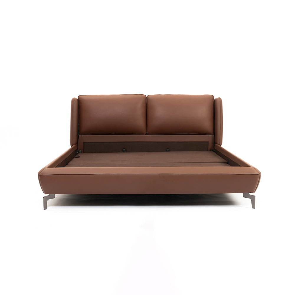 Amorous Leather Bed - Double bed Bed Bed + 1 Bedside Table Bed + 2 Bedside Table