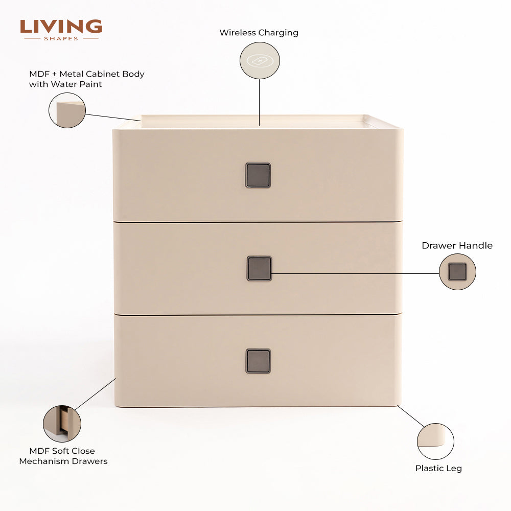 Fawn Ivory Bedside Table
