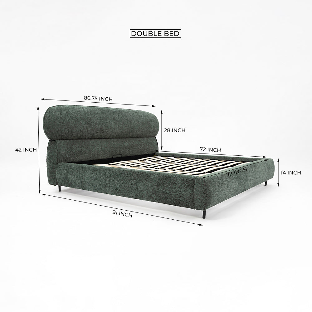 Atlas Upholstered Bed - Boucle - Double