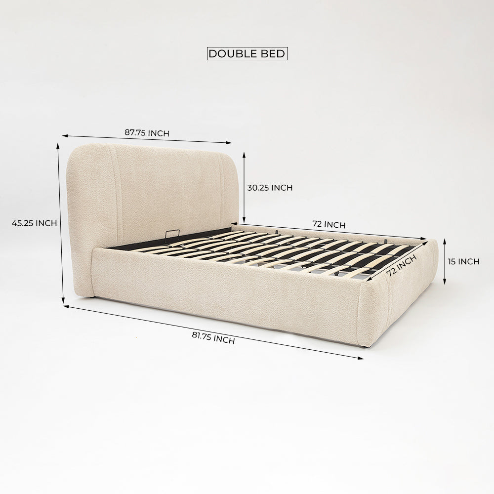 Boucle Beam Upholstered Bed - Double