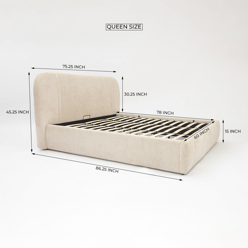 Boucle Beam Upholstered Bed - Queen