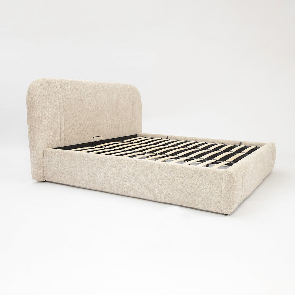 Boucle Beam Upholstered Bed - Double King Queen