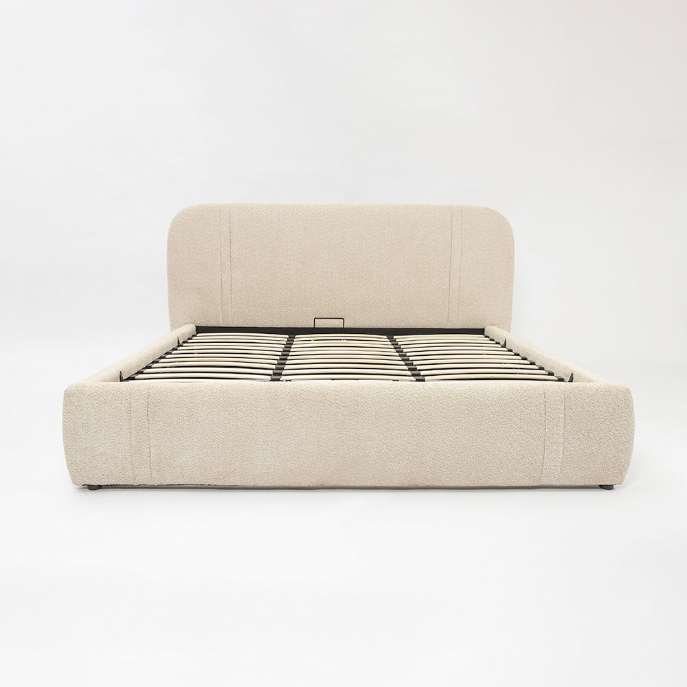 Boucle Beam Upholstered Bed - Double King Queen