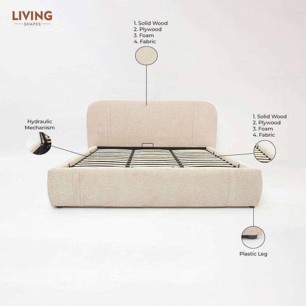 Boucle Beam Upholstered Bed - King