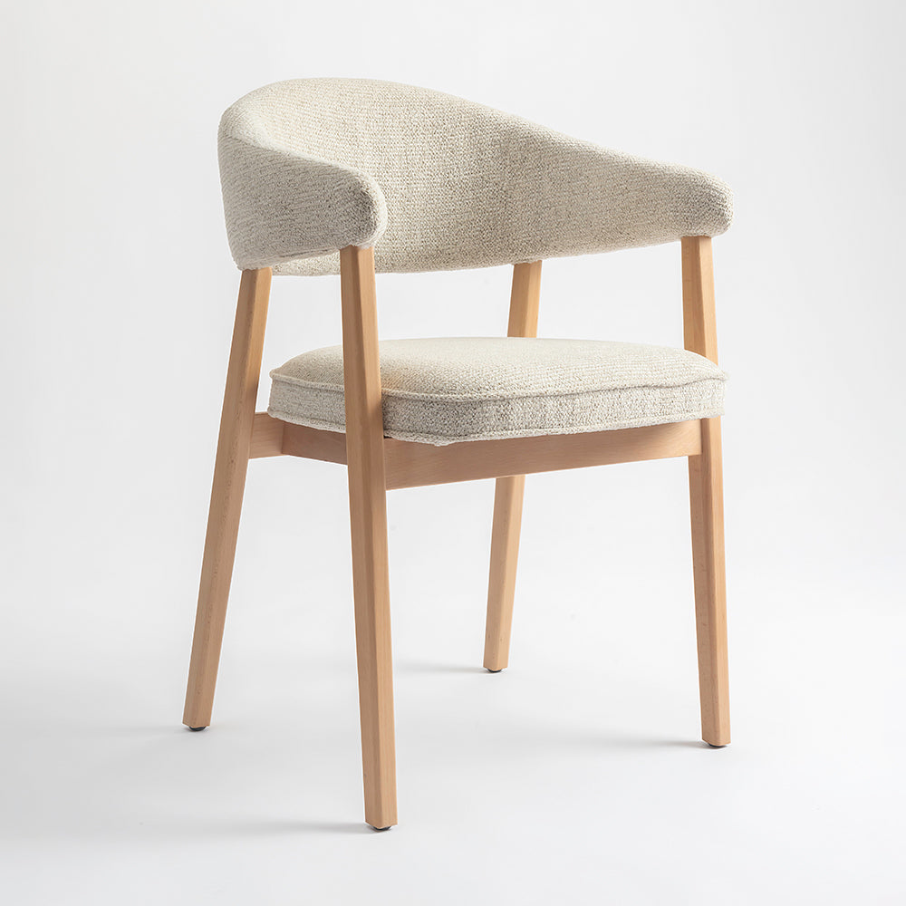 Beechcraft Boucle Wooden Dining Chair - Beige