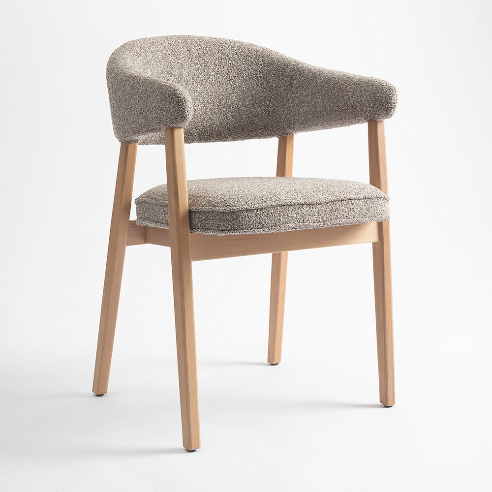 Beechcraft Boucle Wooden Dining Chair - Light Khaki