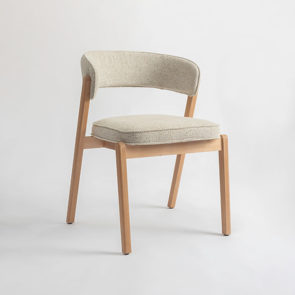Harbor Boucle Wooden Dining Chair - Beige