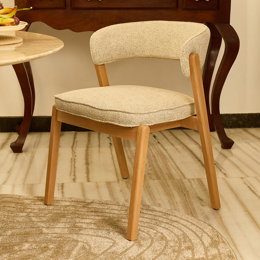 Harbor Boucle Wooden Dining Chair - Beige