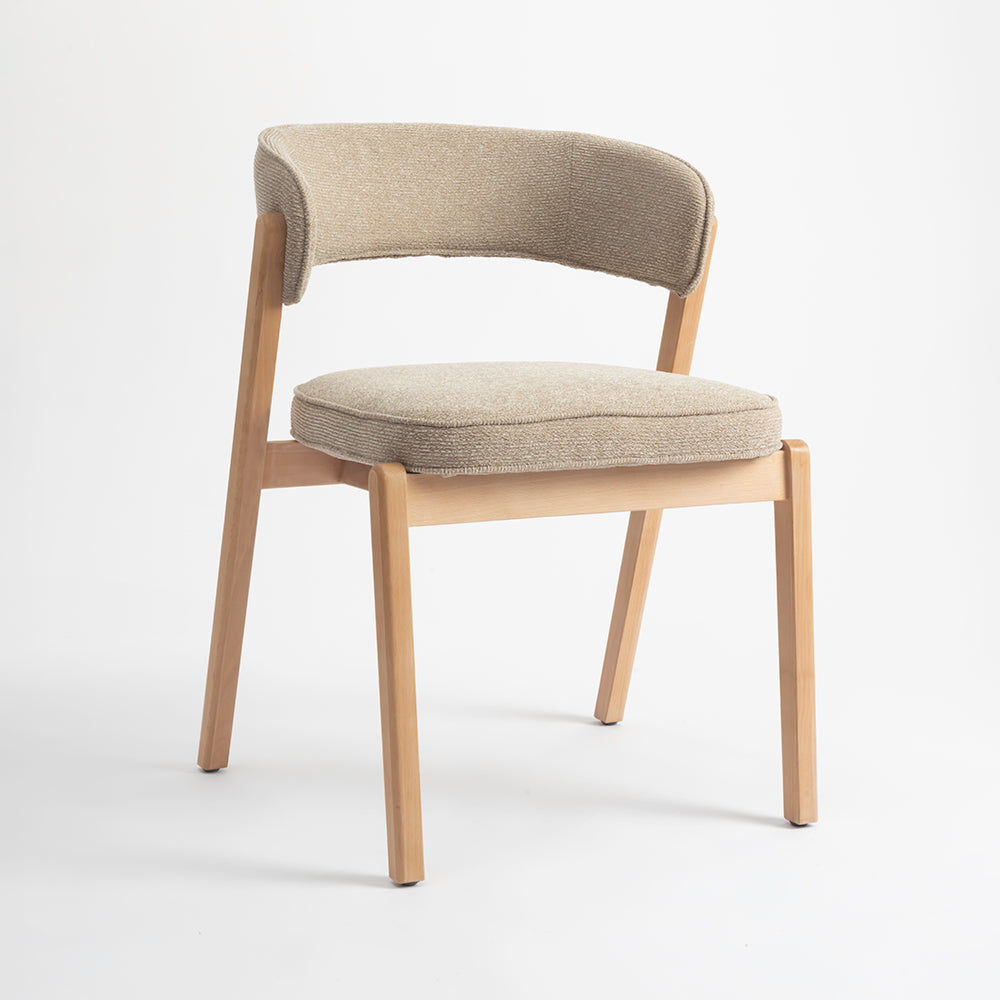 Harbor Boucle Wooden Dining Chair - Flaxen