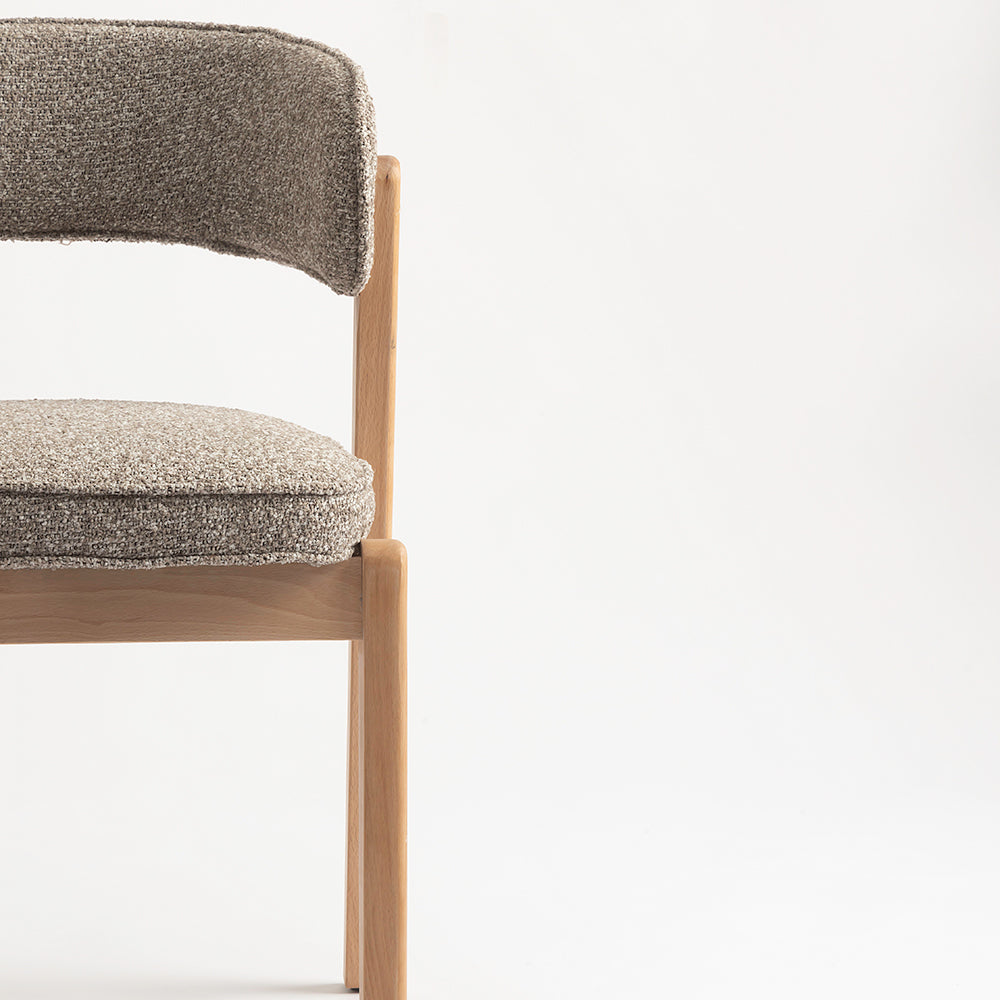 Harbor Boucle Wooden Dining Chair - Light Khaki