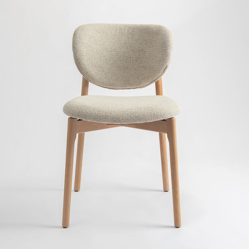 Beechline Boucle Wooden Dining Chair - Beige