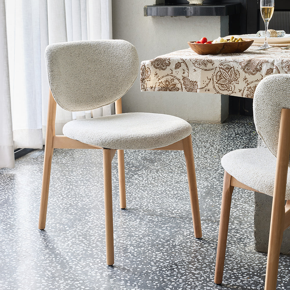 Beechline Boucle Wooden Dining Chair - Beige