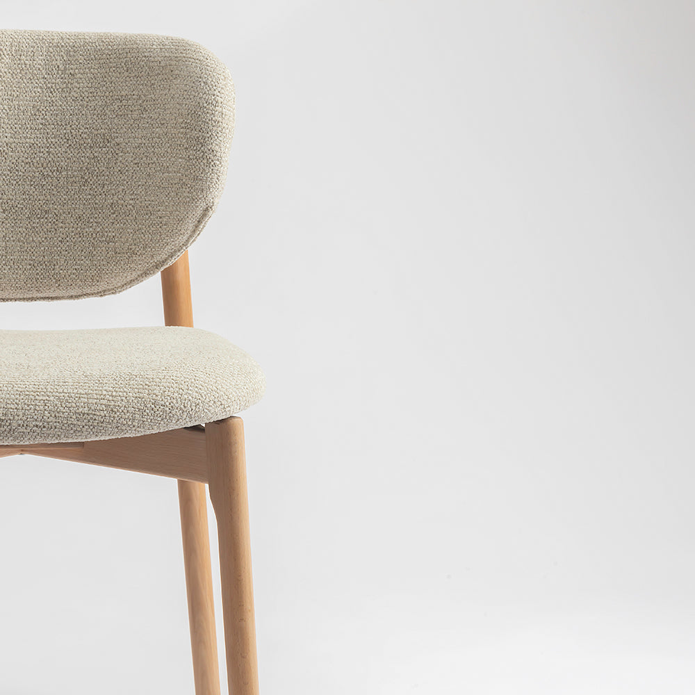 Beechline Boucle Wooden Dining Chair - Beige
