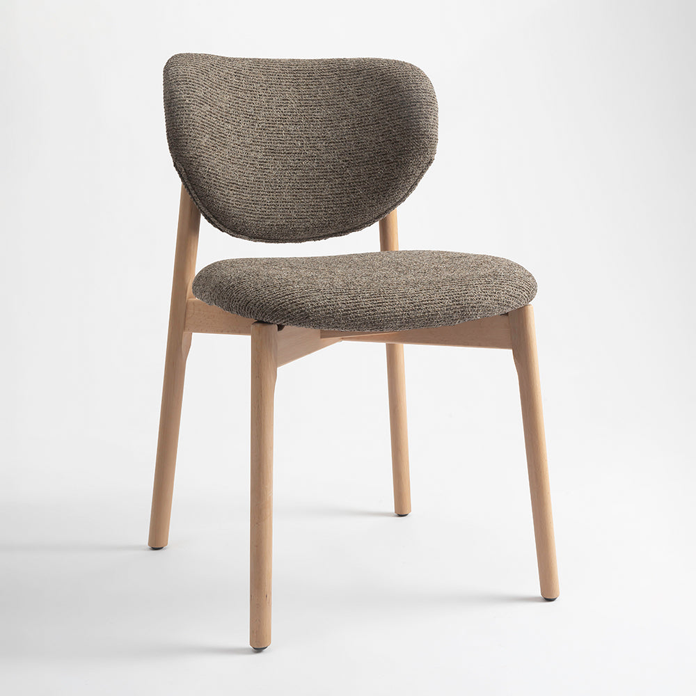 Beechline Boucle Wooden Dining Chair - Brown