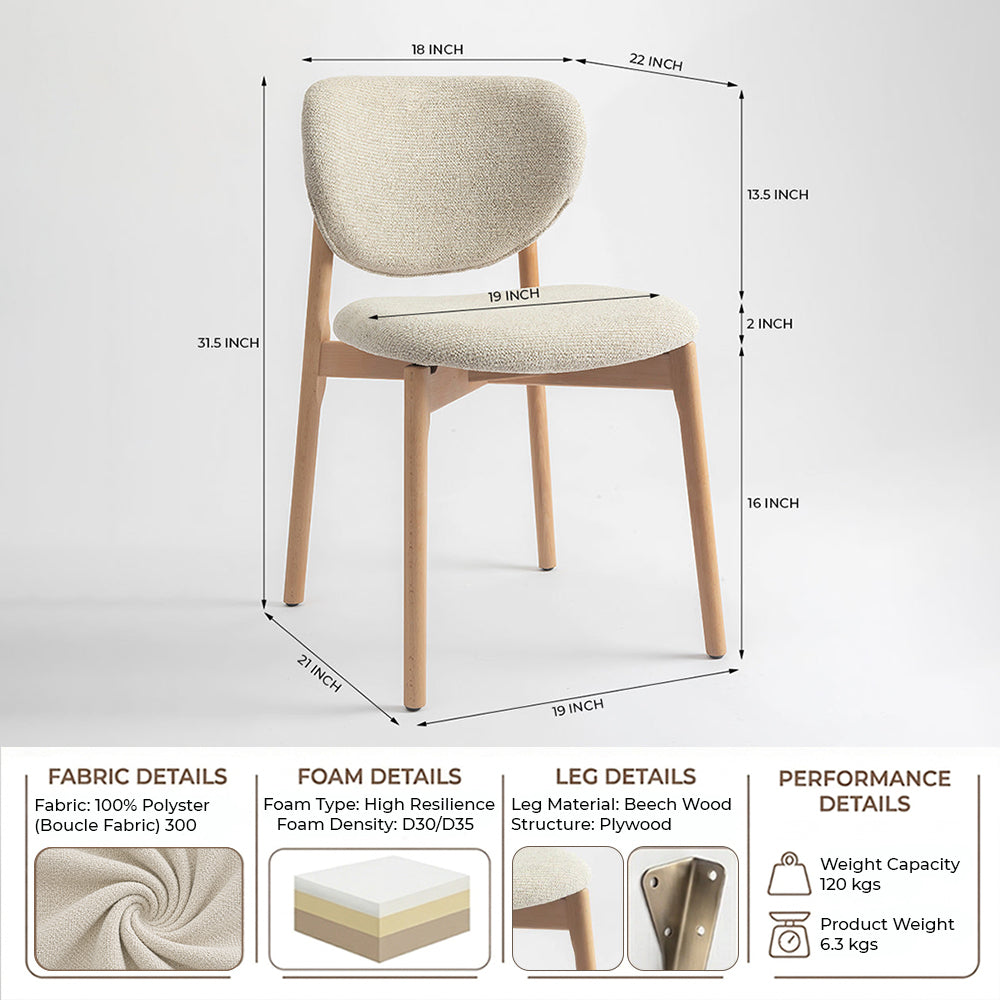 Beechline Boucle Wooden Dining Chair - Beige