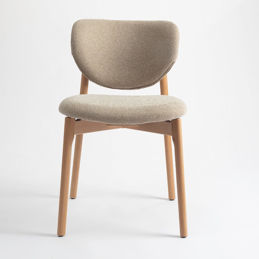Beechline Boucle Wooden Dining Chair - Flaxen