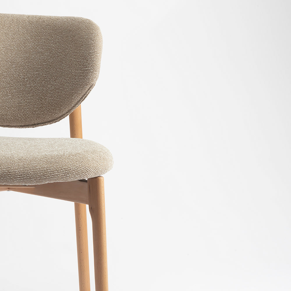 Beechline Boucle Wooden Dining Chair - Flaxen