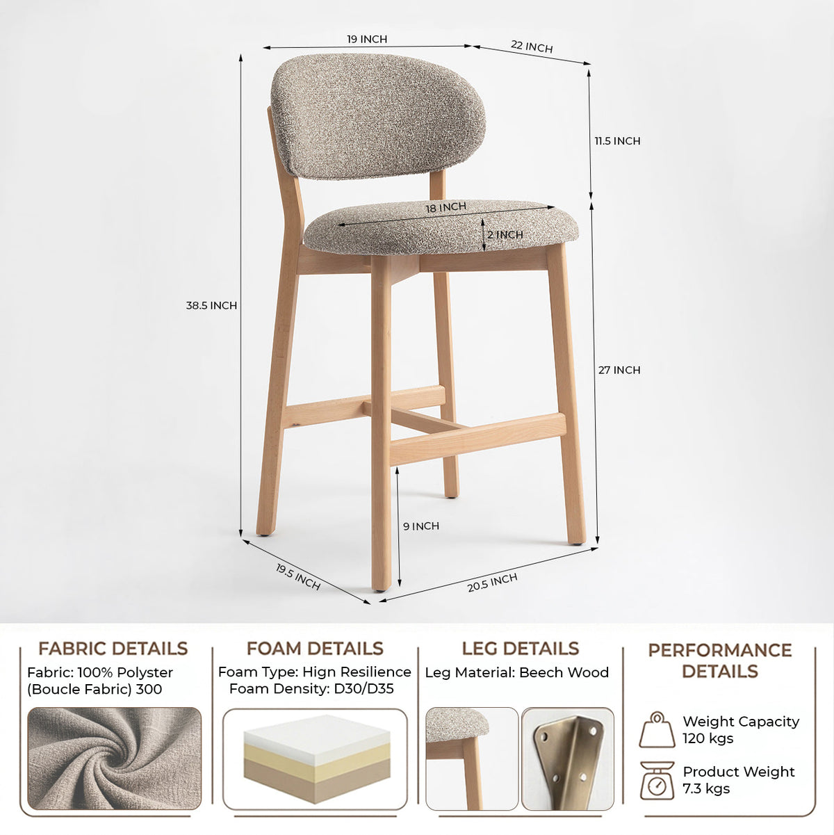 Vangaurd Bar Chair - Light Khaki