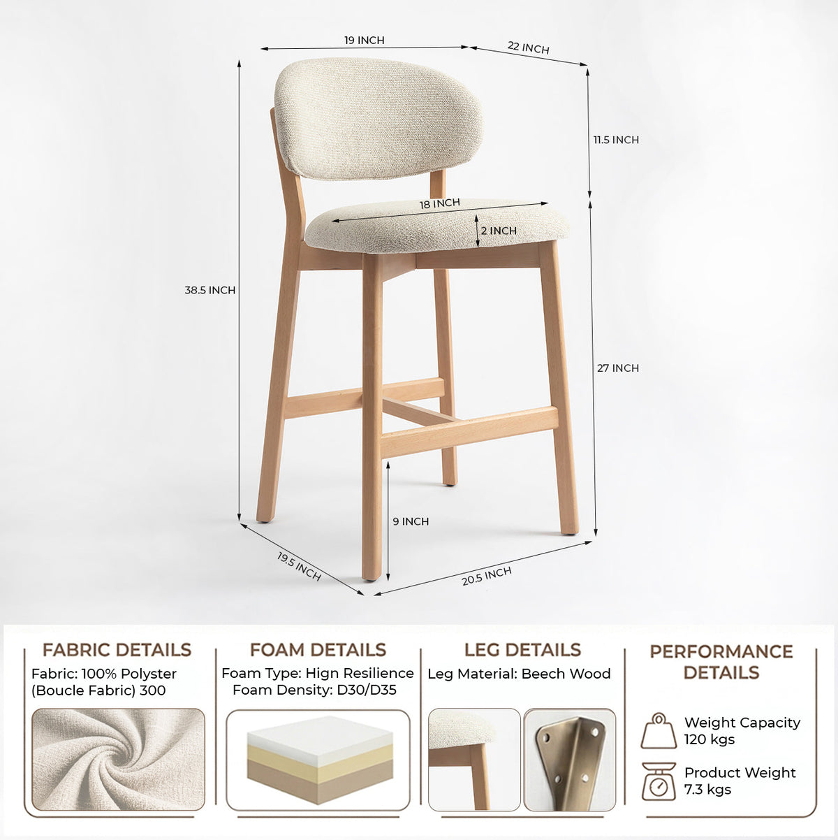Vangaurd Bar Chair - Beige