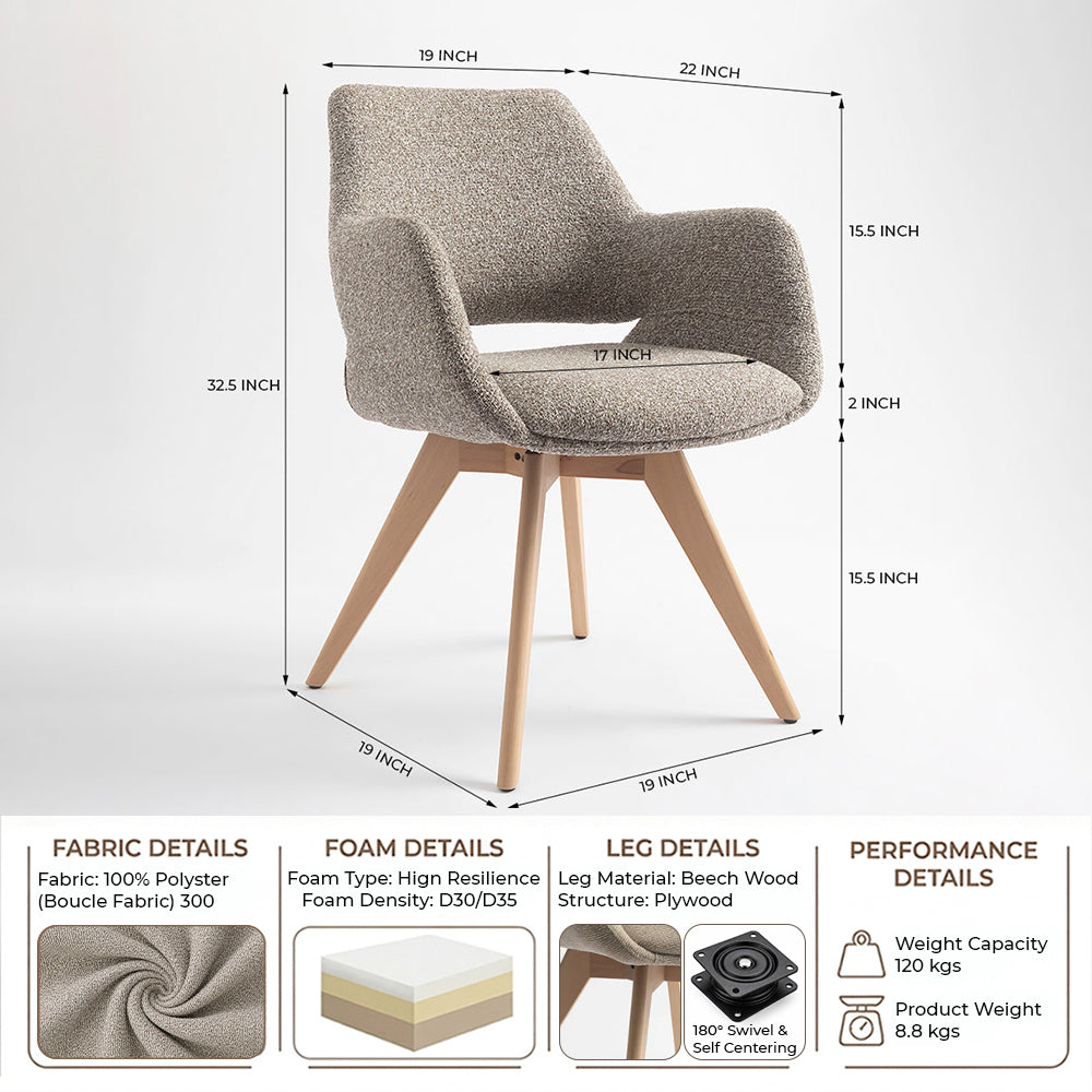 Bastion Wooden Dining Chair - Light Khaki