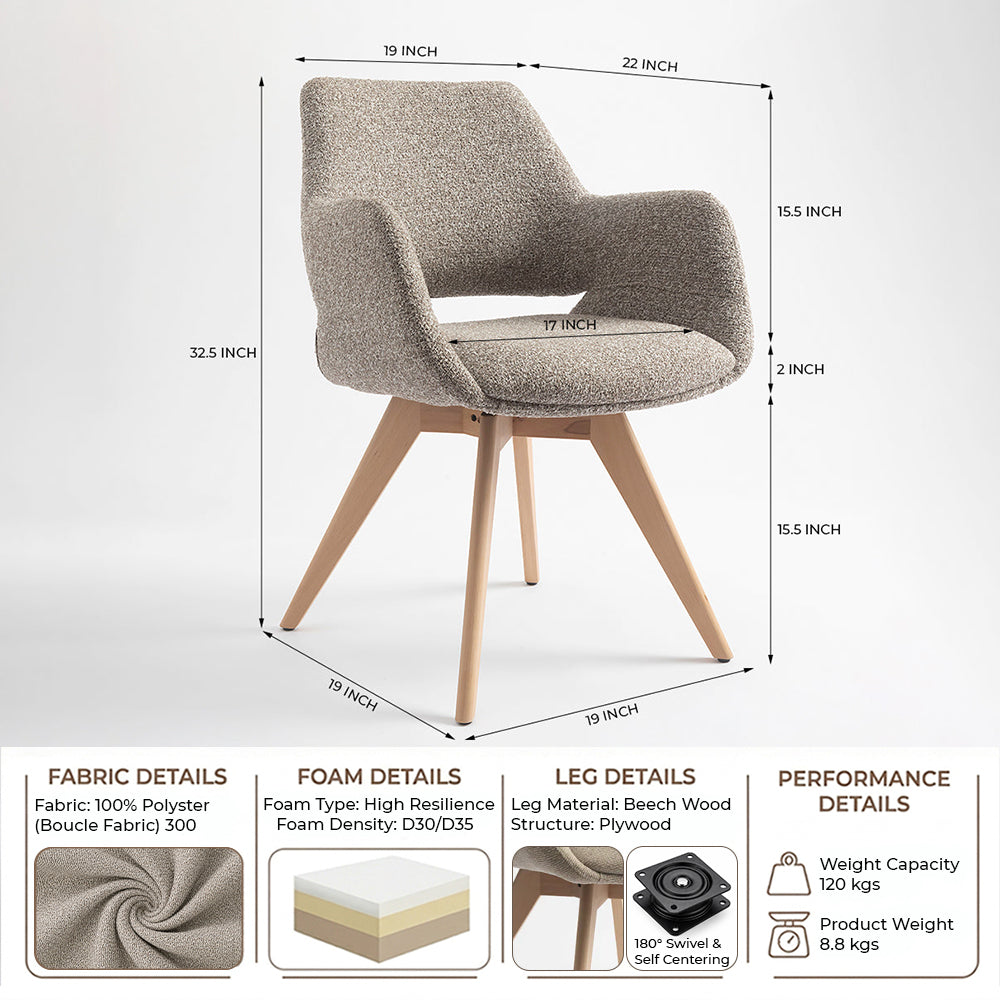 Bastion Wooden Dining Chair - Light Khaki