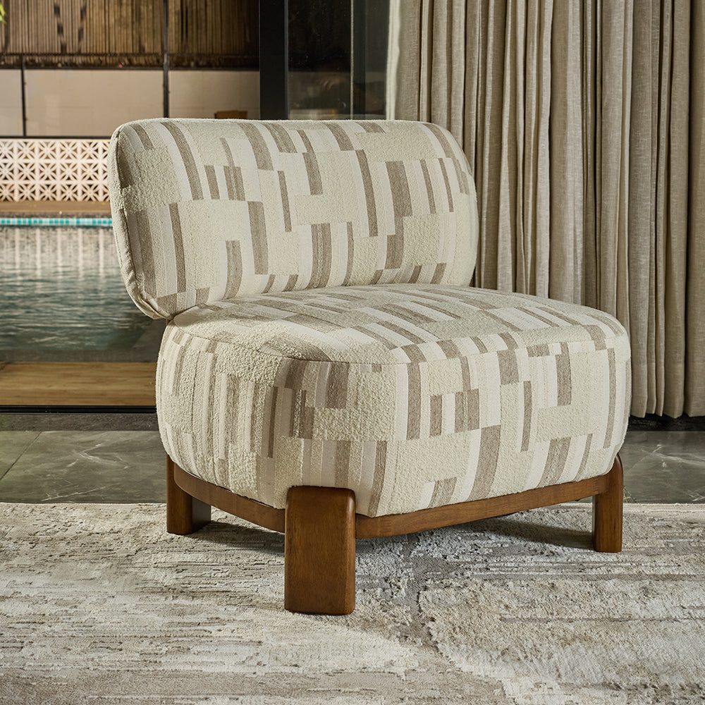 Hakusho Polyester Boucle Lounge Chair