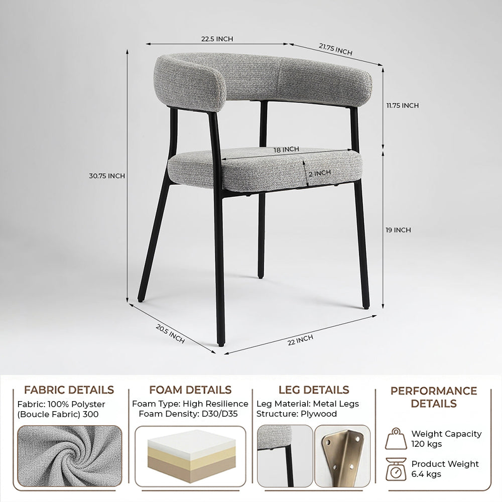 Amber Dining Chair - Grey